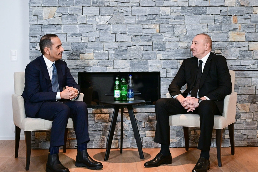President Ilham Aliyev met with the Prime Minister and Minister of Foreign Affairs of Qatar in Davos