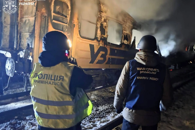 Russian UAVs Hit Train in Kharkiv, Casualties Reported