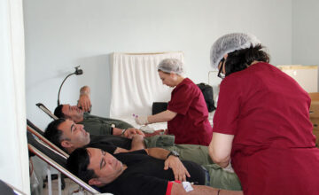 Military personnel participated in the blood donation campaign