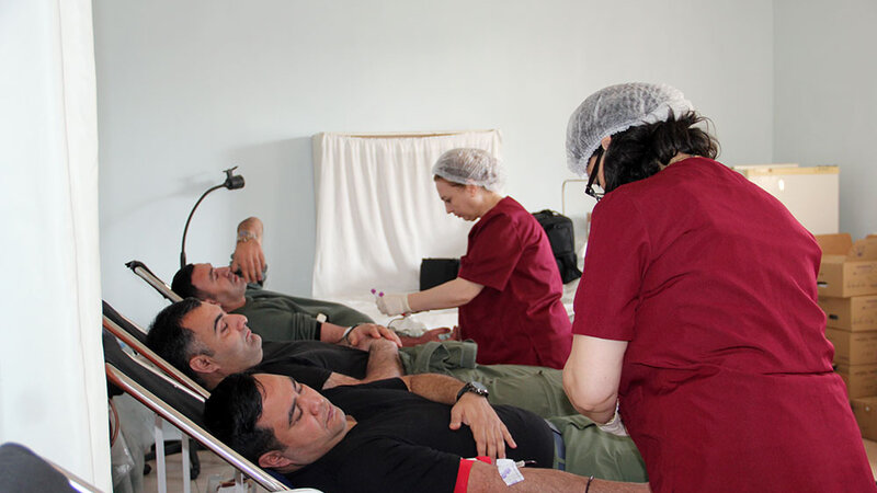 Military personnel participated in the blood donation campaign