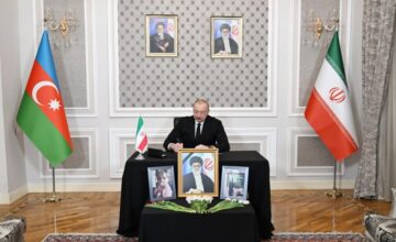 President Ilham Aliyev visited the Iranian embassy and offered condolences