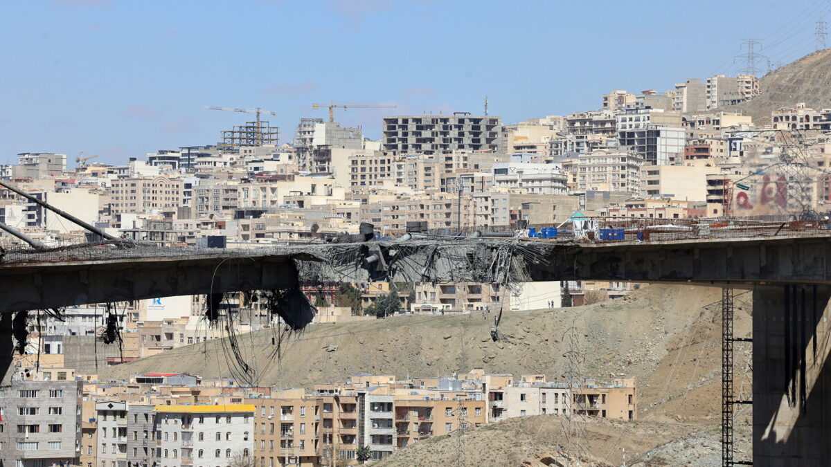 A railway bridge in northwestern Iran was struck