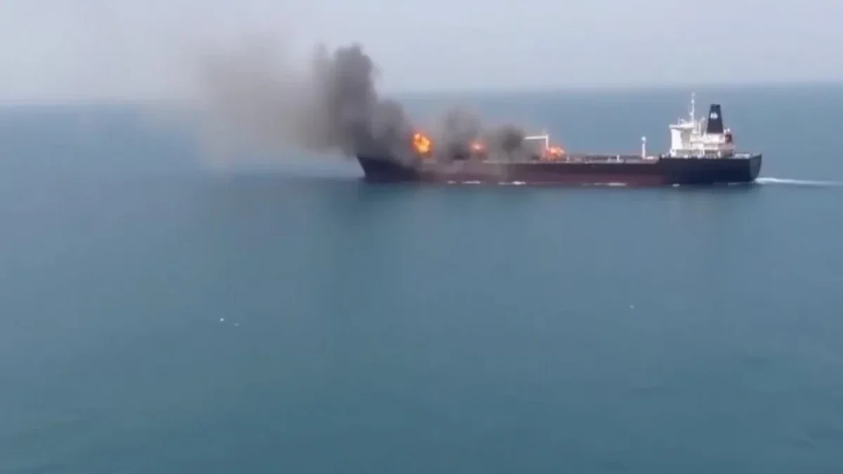 Iran drone strikes Israeli-owned ship in Strait of Hormuz, fire erupts
