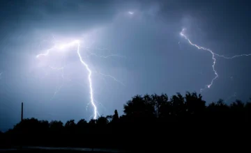 ACTUAL WEATHER: Lightning, rain, and hail observed in some areas