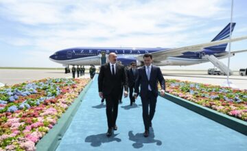 President Ilham Aliyev arrives in Kazakhstan for a working visit