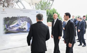 Presidents of Azerbaijan and Turkmenistan familiarized themselves with the progress of construction work at the Shusha Mosque