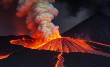 Antarctic volcano spews gold into the sky