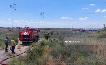 Fire in an open area in Hajigabul extinguished – VIDEO