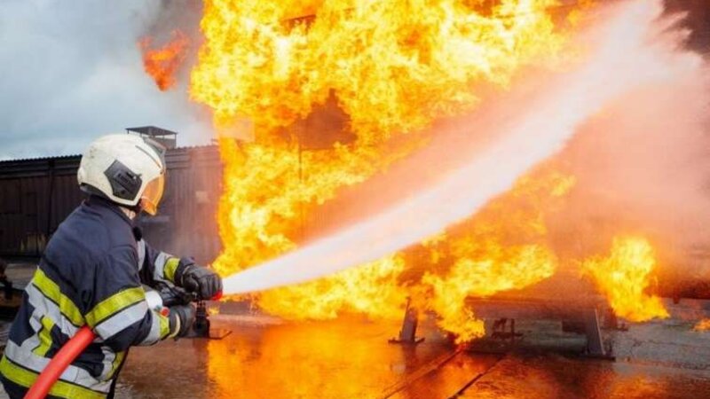 A fire has broken out in an open area in Hajigabul