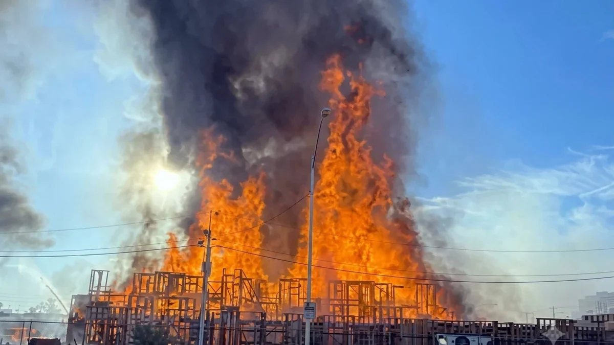 Large-scale fire breaks out in a warehouse in Vienna