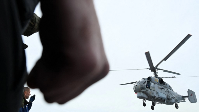 Russian helicopter and railway bridge hit