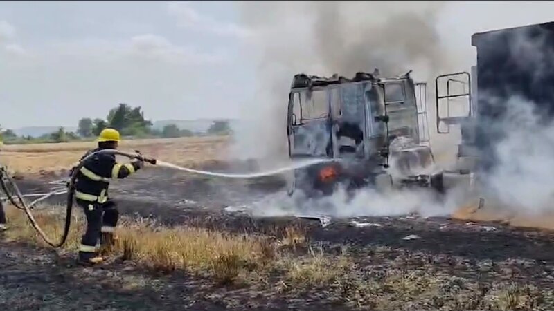 MES extinguished a fire in a grain field in Oguz – VIDEO
