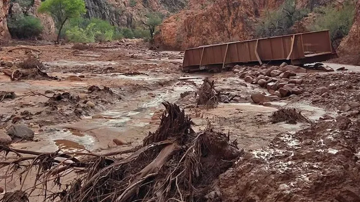 Two people died and 14 are missing in a flood at the Grand Canyon