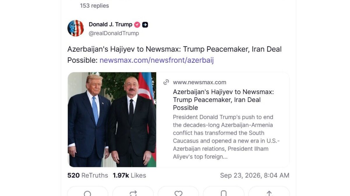 Trump shares Hikmet Hajiyev’s interview with “Newsmax”